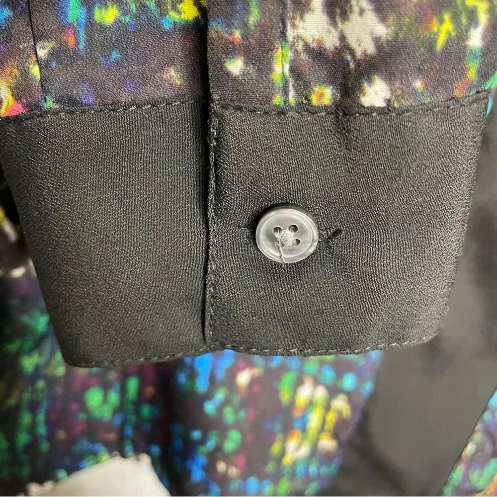 Derek Lam Abstract Art to Wear Multi Color Button Down Top - Picture 5 of 8